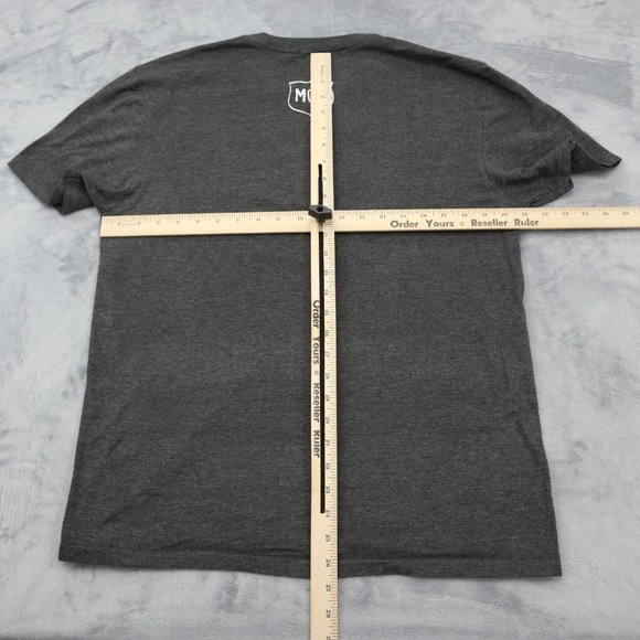 Youre Welcome Here Shirt Mens L Gray Short Sleeve Crew Neck Knit Print Basic Tee - Picture 3 of 13